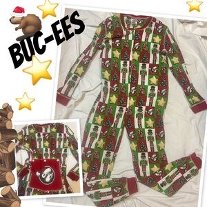 Holiday One-Piece Pajamas - Red & Green Christmas Print